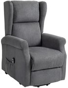 HOMCOM Fotel relaksacyjny z funkcją leżenia i pomocą przy wstawaniu do 200kg ciemnoszary 72,5x94x109cm | Aosom PL