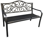 Brązowa ławka z oparciem i podłokietnikami D8-L25