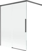 Mexen Rox parawan nawannowy 2-skrzydłowy rozsuwany 120 x 150 cm, transparent, gun gray szczotkowany - 8C9-100-003-66-00