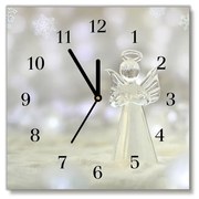 Zegar ścienny Kwadratowy Świeta Szklany Aniołek Ozdoba