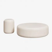 Zestaw 2 Okrągłych Stolików Kawowych Do Ogrodu Z Cementu Fonelas Tapioka Beżowa - Sklum