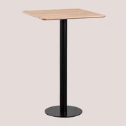 Kwadratowy Wysoki Stolik Barowy Z Forniru Jesionowego Frappe ↔︎ 60 Cm & Czarny - Sklum