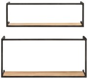 Zestaw 2 sosnowych półek z czarną metalową konstrukcją Wenko Pieces, dł. 55 cm