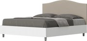 Łóżko bez stelaża 160x200 konstrukcja Frassino biała zagłówek sztucznej skóry Szaro-beżowy Grace