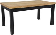 Solidny stół rozkładany R-7 90x160/210 czarny/blat dąb craft + nogi drewniane