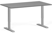 Biurko z regulacją wysokości, 140x80 cm, 1 silnik, szara podstawa, grafit