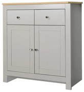 Szaro-naturalna niska komoda w dekorze dębu 79x81 cm Emerald – Støraa