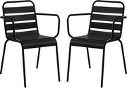 Zestaw 2 foteli ogrodowych sztaplowanych z metalu - Czarny - MIRMANDE marki MYLIA