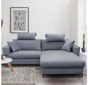 Narożnik rozkładany w układzie L HORTA, prawy, z pojemnikiem na pościel, ciemnoszary