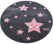 Dywan dziecięcy Kids gwiazdki szaro-różowe 120 cm x 120 cm koło