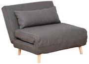 Sofa jednoosobowa rozkładana szara z regulowanym oparciem styl skandynawski do małych wnętrz | Aosom PL