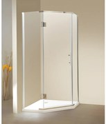 Narożna kabina prysznicowa z drzwiami wahadłowymi - z brodzikiem - ARDIA - 90 × 90 × 185 cm