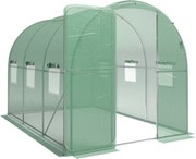 Outsunny Szklarnia 3 x 2 x 2 m tunel foliowy z zamykanymi drzwiami na zawiasach, 6 zwijanych okien z siatką, wspornikami | Aosom PL