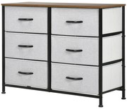 HOMCOM Komoda Sideboard, 6 Szuflad, Szuflady Materiałowe, 80 cm x 30 cm x 62,5 cm, Brąz + Czarny + Szary