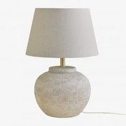 Lampa Stołowa Kenaris Z Ceramiki I Lnu Jasnoszary & ↑45 Cm - Sklum