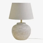 Lampa Stołowa Kenaris Z Ceramiki I Lnu Jasnoszary & ↑45 Cm - Sklum