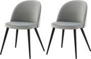 Zestaw 2 krzeseł jadalnianych z czarnego i szarego aksamitu z metalowymi nogami pokrytymi proszkowo