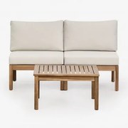 Branson Acacia Wood 2-częściowy Modułowy Zestaw Ogrodowy Z Sofą I Stolikiem Kawowym Gardenia Biel & Akacja Brąz - Sklum