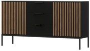 Komoda MEORATI 150x40 cm, czarna/dąb artisan