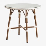 Okrągły Stół Kuchenny Ø80 Cm Z Aluminium I Sztucznego Rattanu Brielle Bistro Gardenia Biel - Sklum