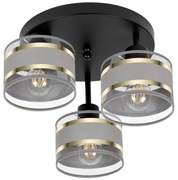 Lampa sufitowa czarna trzypunktowa z szarymi abażurami T-3030SC-GRGRGR