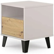 Szafka nocna z półką i szufladą kaszmir + dąb artisan A8-H10