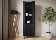 Witryna Malmi 60 cm czterodrzwiowa - czarny mat / czarne nóżki