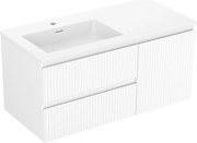 Mexen Rivel szafka łazienkowa 100 cm z umywalką Otis lewą, 2S, 1D, ryflowana, biała mat - 91A23-10047-3-BBFFF01-W18L01
