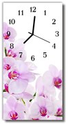 Zegar Szklany Pionowy Kwiaty Storczyki purpurowy