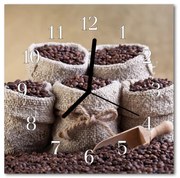 Zegar szklany kwadratowy Ziarna kawy