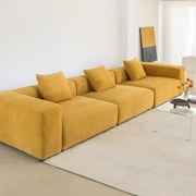 Modułowa Sofa 3-częściowa (↔︎375 Cm) Z Wysokim Podłokietnikiem Bruna Tkaniny Szenil Musztarda - Sklum