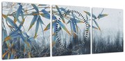 Obraz - Bambus na ścianie (z zegarem) (90x30 cm)