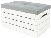 Biała pufa z pikowanym siedziskiem C7-H24