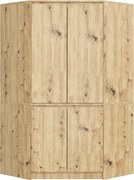 Szafa narożna AKORD S100 Dąb Artisan 100 cm 4 drzwi fronty kolor Dąb Artisan mat 6 półek 100x50x180 cm