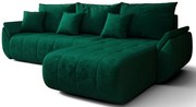 Zielona kanapa welurowa z szezlongiem W8-D24