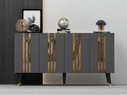 Komoda – 150 cm x 80 cm x 40 cm – Antracyt i złoto – Płyta wiórowa pokryta melaminą