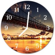 Zegar szklany okrągły Rzeka most