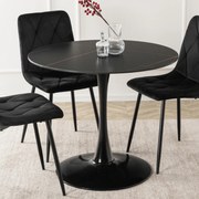 Stół Okrągły SANDER 89 cm Ceramiczny Czarny do Salonu Nowoczesny Glamour