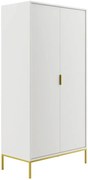 Biała szafa w stylu glamour ze złotymi detalami N3-B54