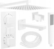 Mexen Cube DR02 zestaw wannowo-prysznicowy podtynkowy z deszczownicą 30 cm, biały - 77503DR0230-20