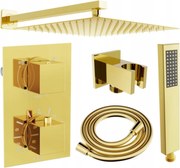 Mexen Cube DR02 zestaw prysznicowy podtynkowy z deszczownica 30 cm, złoty - 77502DR0230-50