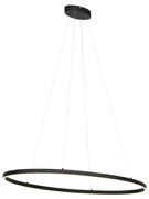 Designerska lampa wisząca czarna owalna z wbudowanym LED 3-stopniowo ściemnialna - OvalloDesignerski Oswietlenie wewnetrzne