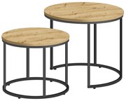 Zestaw stolików kawowych okrągłych 2w1 dąb artisan B9-D66