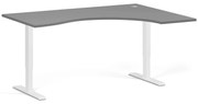 Ergonomiczne biurko z regulacją wysokości, 160x120 cm, 2 silniki, L/P, biała podstawa, grafit