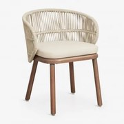 Krzesło Ogrodowe Z Drewna Akacjowego I Plecionej Liny Capri Kremowa - Sklum