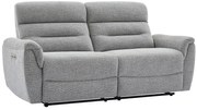 Kanapa 3-osobowa z elektryczną funkcją relaksu z szarej tkaniny teksturowanej BREVIO