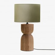 Lampa Stołowa Diniz Drewno Mango & ↑30 Cm & Szałwia Zielona Ø30 Cm - ↑25 Cm Arlina - Sklum