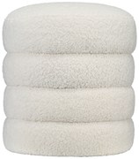 HOMCOM Taboret, Okrągły, Teddy Fleece, Stalowa Rama, do 120kg, Φ40x45H cm, Kremowy