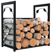 Czarny metalowy stojak na drewno kominkowe B9-K81