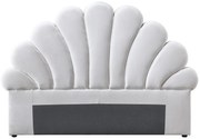 Zagłówek w kształcie muszli  - 140 cm - Welur - Biały - MOANA